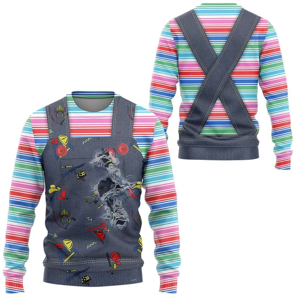 Chucky Costume Hoodie Halloween Chucky Costume T-shirt Colorful Unisex Adults