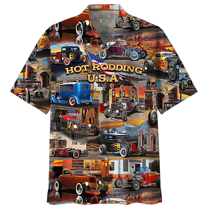 Hot Rod Hawaiian Shirt Hot Rodding USA Hawaii Aloha Shirt