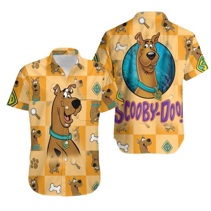 NoClaws Scooby-Doo Hawaiian Shirt Scooby-Doo The Detective Dog Yellow Hawaii Shirt Cute Scooby-Doo Aloha Shirt