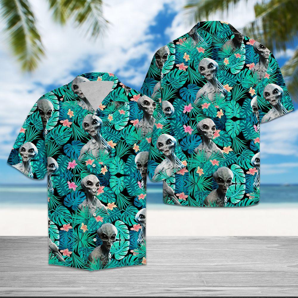 Alien Hawaiian Shirt Tropical Alien 3D Hawaii Aloha Shirt Adult Unisex Full Print