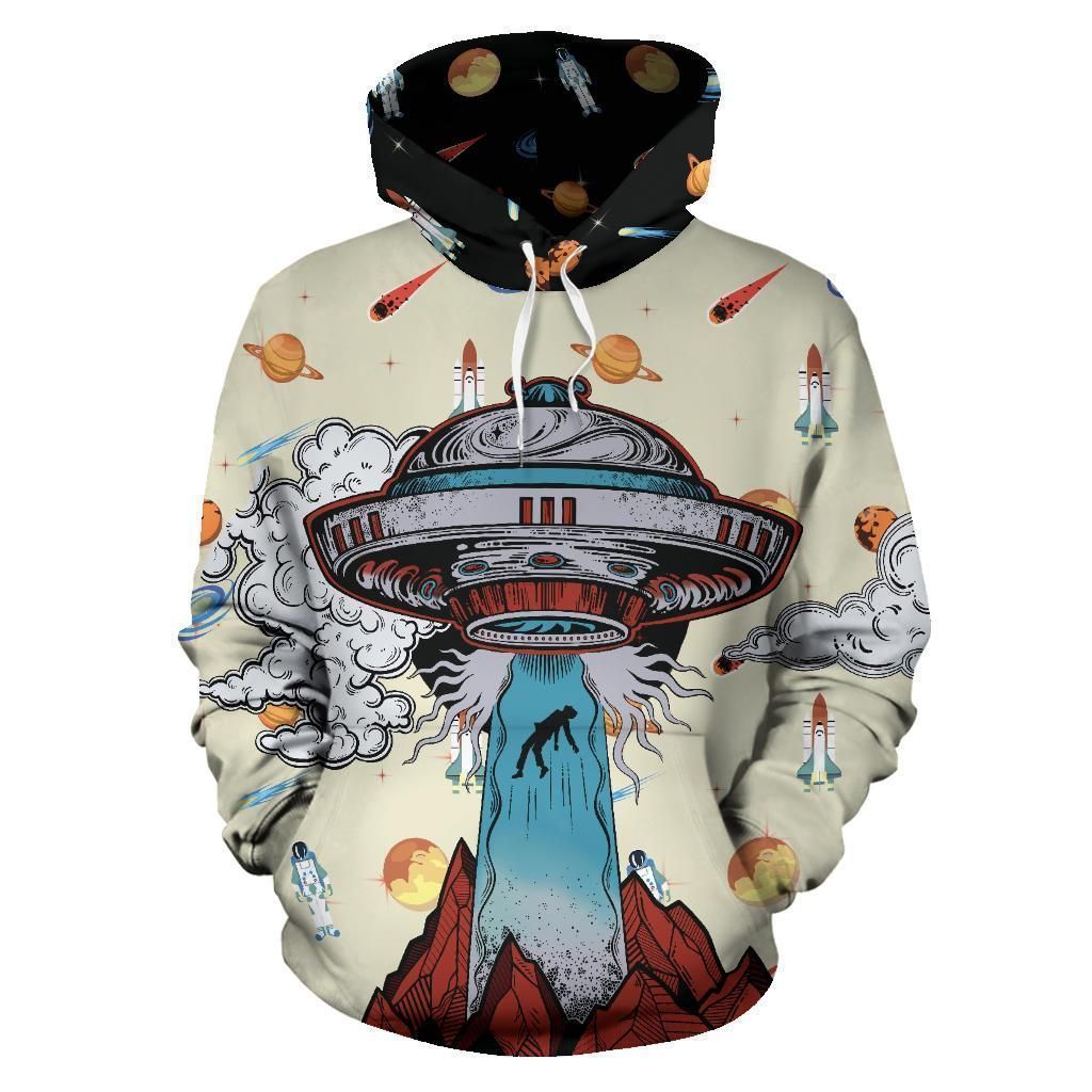 Gifury Alien UFO Hoodie UFO Human Abduction Spaceship Pattern Hoodie UFO Apparel 2022