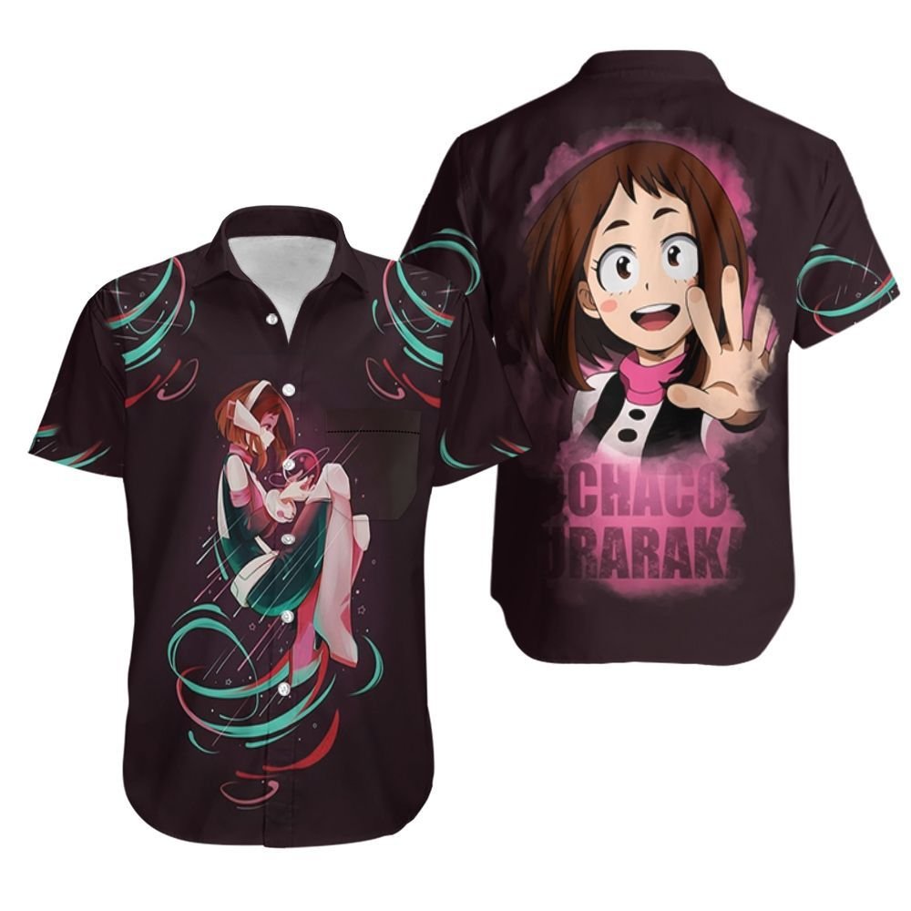 My Hero Academia Hawaii Shirt Ochako Uraraka Pink Black Hawaiian Aloha Shirt