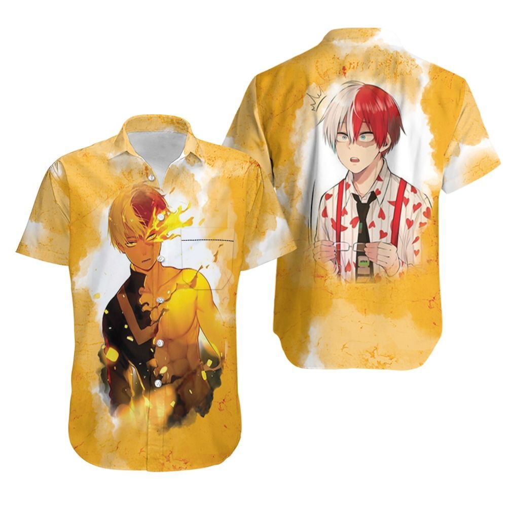 My Hero Academia Hawaii Shirt Todoroki Shouto Fire Yellow Hawaiian Aloha Shirt
