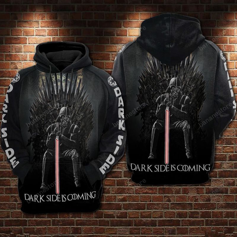 SW Hoodie Darth Vader Dark Side Is Coming SW GOT Crossover Black Hoodie SW Apparel For Fan