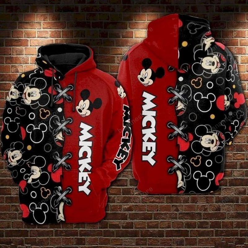 DN Hoodie MN Hoodie Mouse Head Stitches Black Red Hoodie