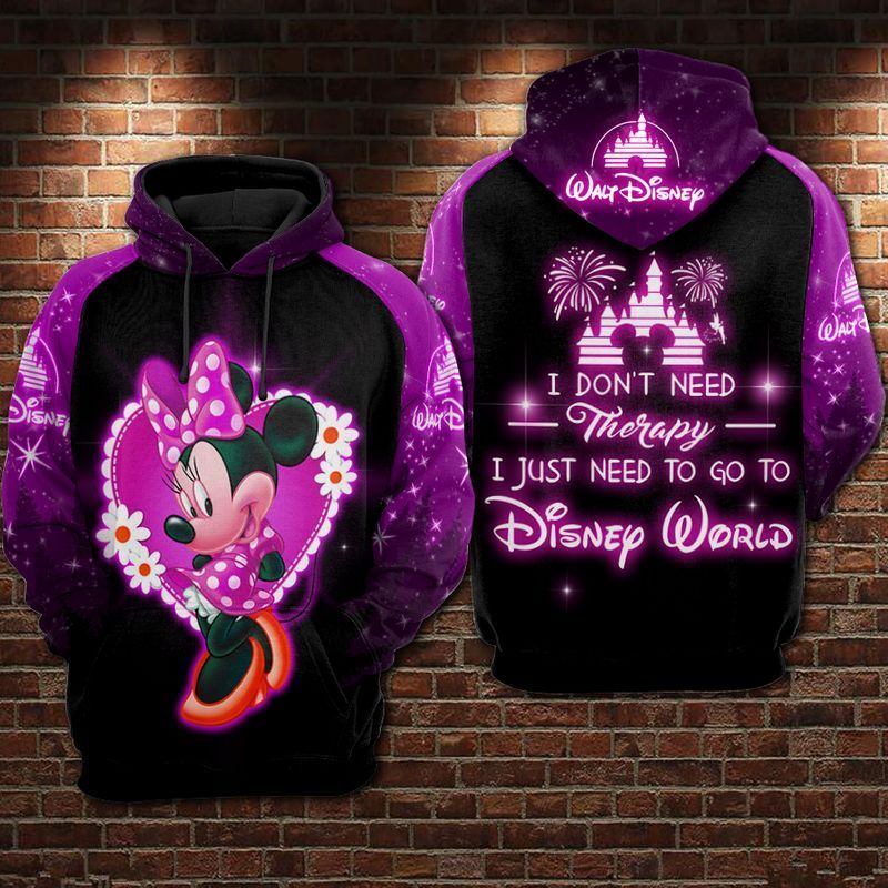 DN Hoodie Minnie I Don't Need Therapy I Just Need To Go To DN World Purple Hoodie