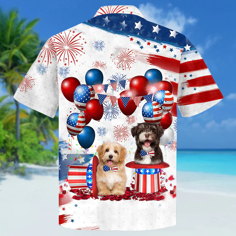 Havanese Independence Day Hawaiian Shirt, Dog Hawaii Beach Shirt Short Sleeve For 4Th Of July