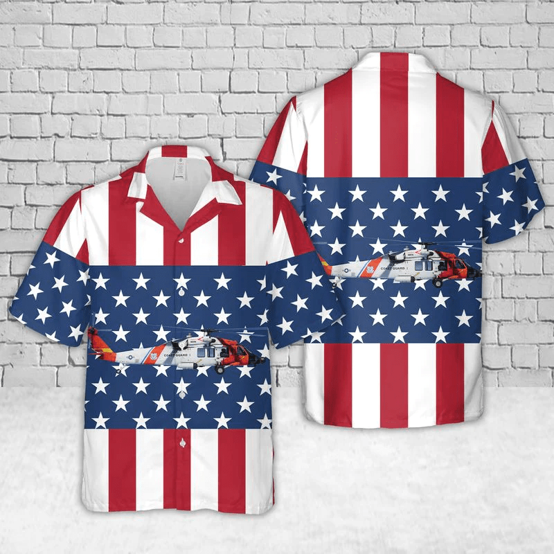U.S. Coast Guard Sikorsky MH-60T Jayhawk (S-70B-5), 4th Of July Hawaiian Shirt