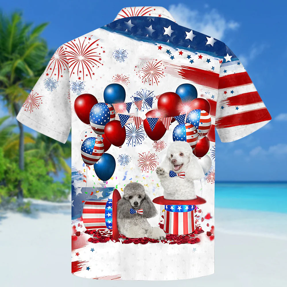 Poodle Independence Day Hawaiian Shirt, Dog Hawaii Beach Shirt Short Sleeve For 4Th Of July