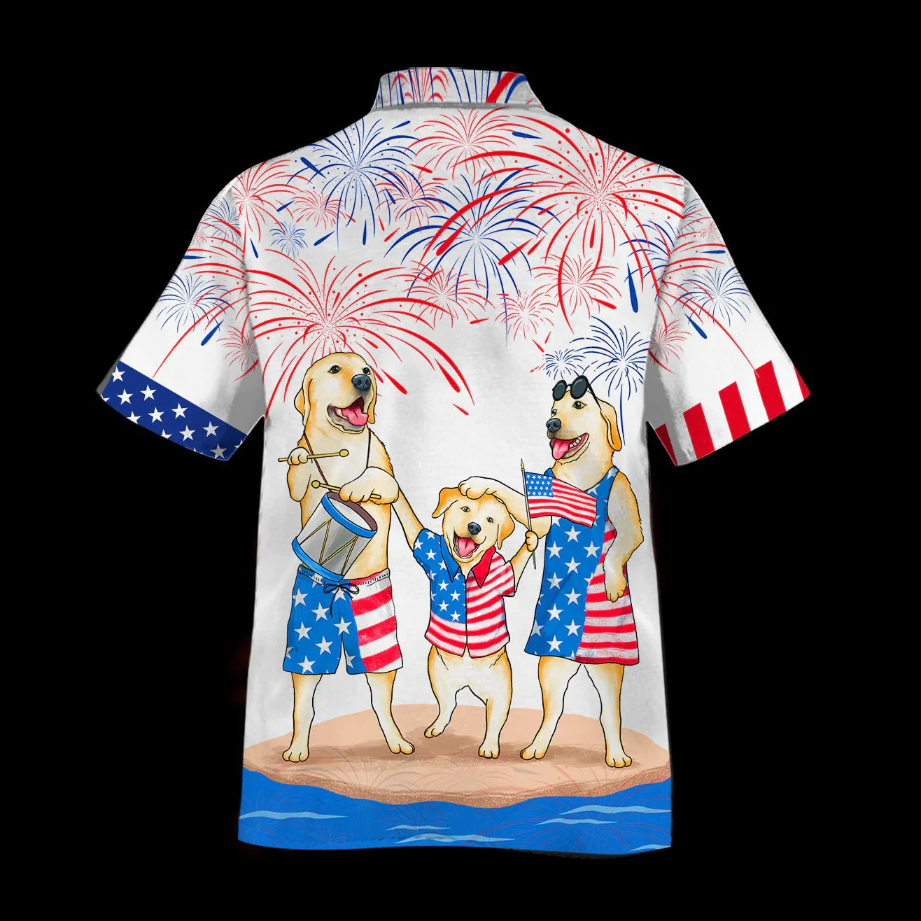 Labrador Family Hawaiian Shirt For Independence Day, Funny Dog Hawaii Beach Shirt, Cool 4Th Of July Present