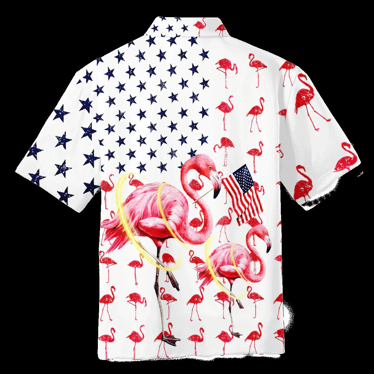 Beautiful Flamingo Hawaiian Shirt Full Printed, Flamingo American Flag Happy 4Th Of Jul Hawaii Shirts