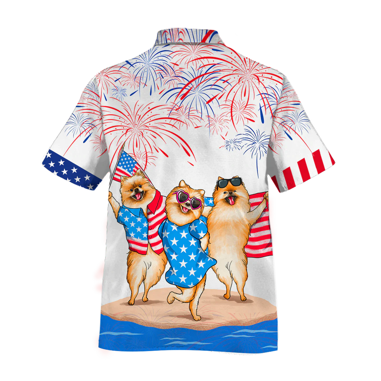 Dilypod Pomeranian Hawaiian Shirt For Independence's Day, Dog Full Print In Hawaii Aloha Beach Shirt