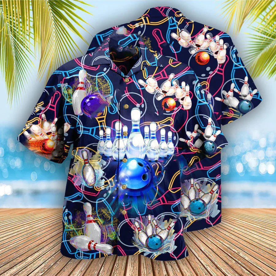 3D Bowling Hawaiian Shirt, Bowling Painting Hawaiian Shirt, Bowling Let The Good Times Aloha Shirt For Men - Perfect Gift For Bowling Lovers, Bowlers