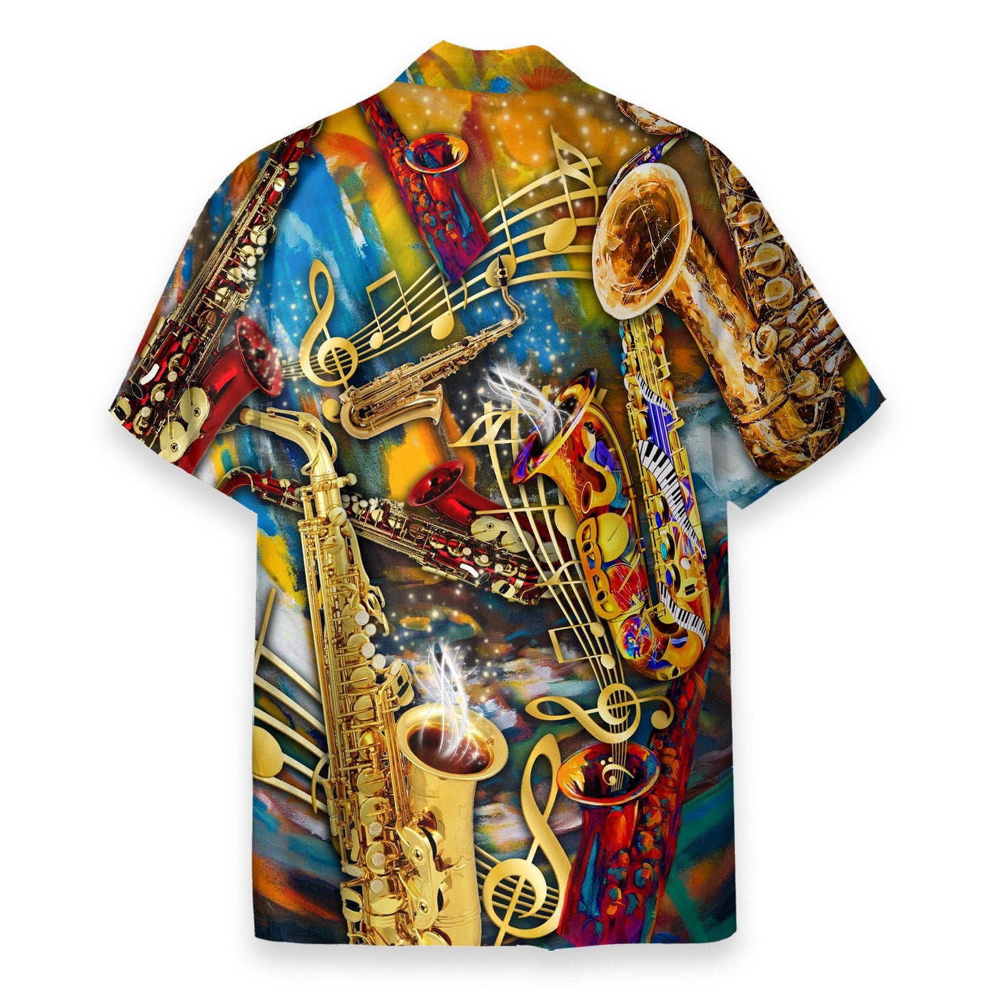 Saxophone Melody Men's Button's Up Shirts - Hawaiian Shirt
