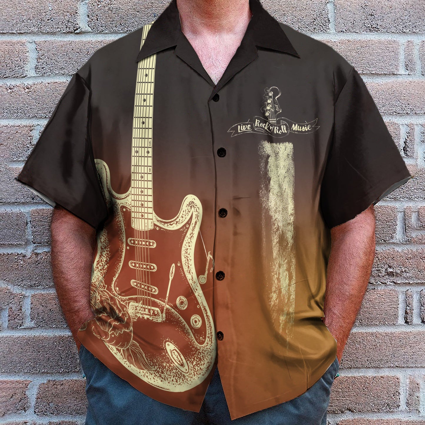 Live Rock And Roll Music Guitar Rock - Hawaiian Shirt