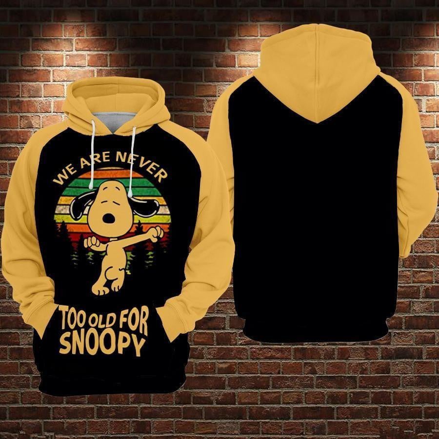 Snoopy The Peanuts, Vintage Snoopy We Are Never Too Old For Snoopy Aop Hoodie