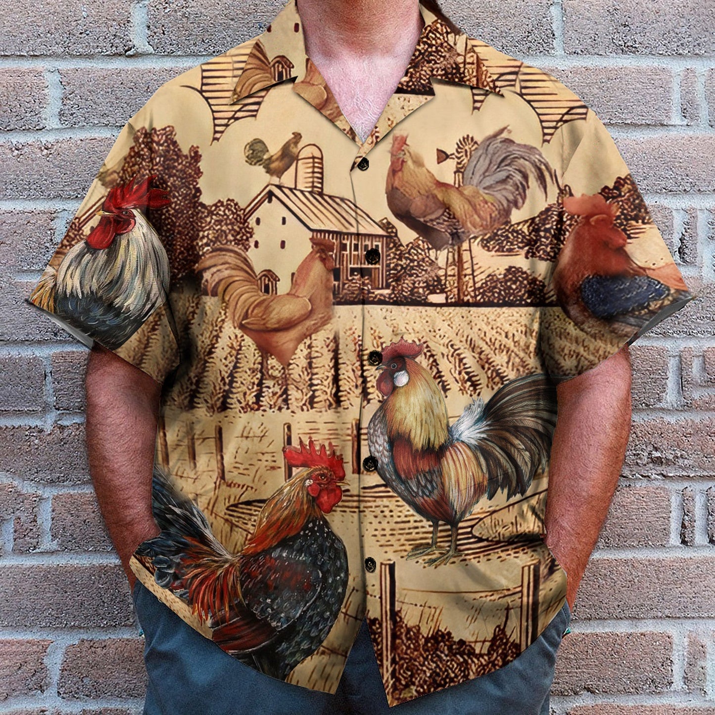 Rooster Vintage Men's Button's Up Shirts - Hawaiian Shirt
