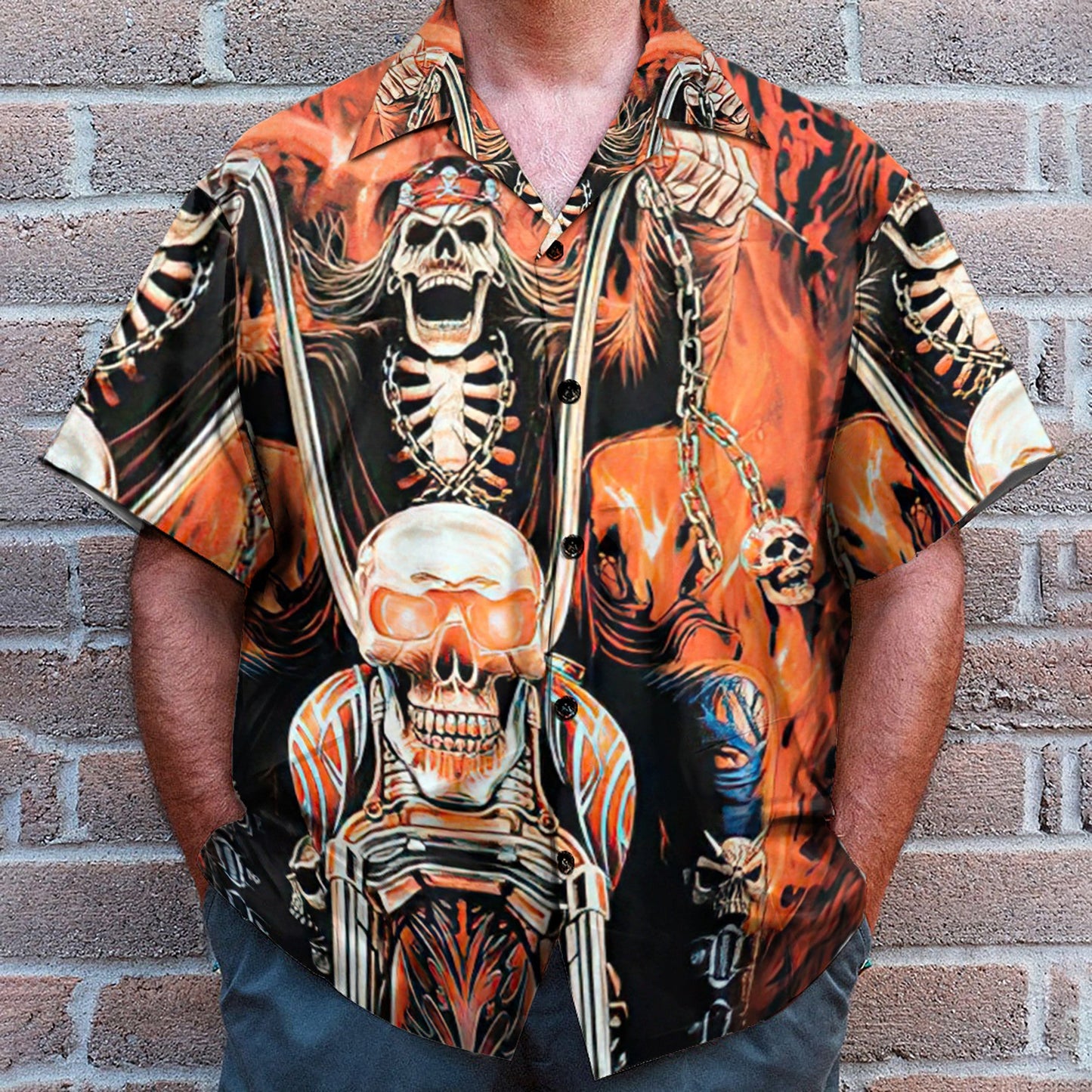Skull Gangster Biker Ride Or Die Motorcycles Racing - Hawaiian Shirt