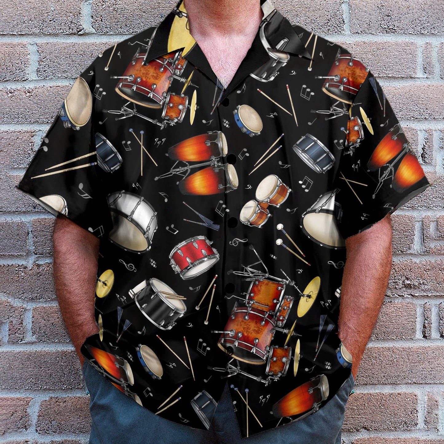 Drum For Summer Men's Button's Up Shirts - Hawaiian Shirt