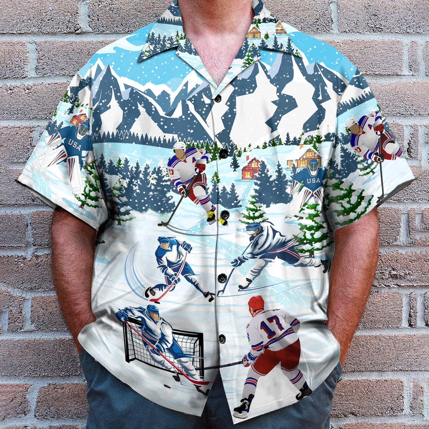 Christmas Let's Play Hockey - Hawaiian Shirt