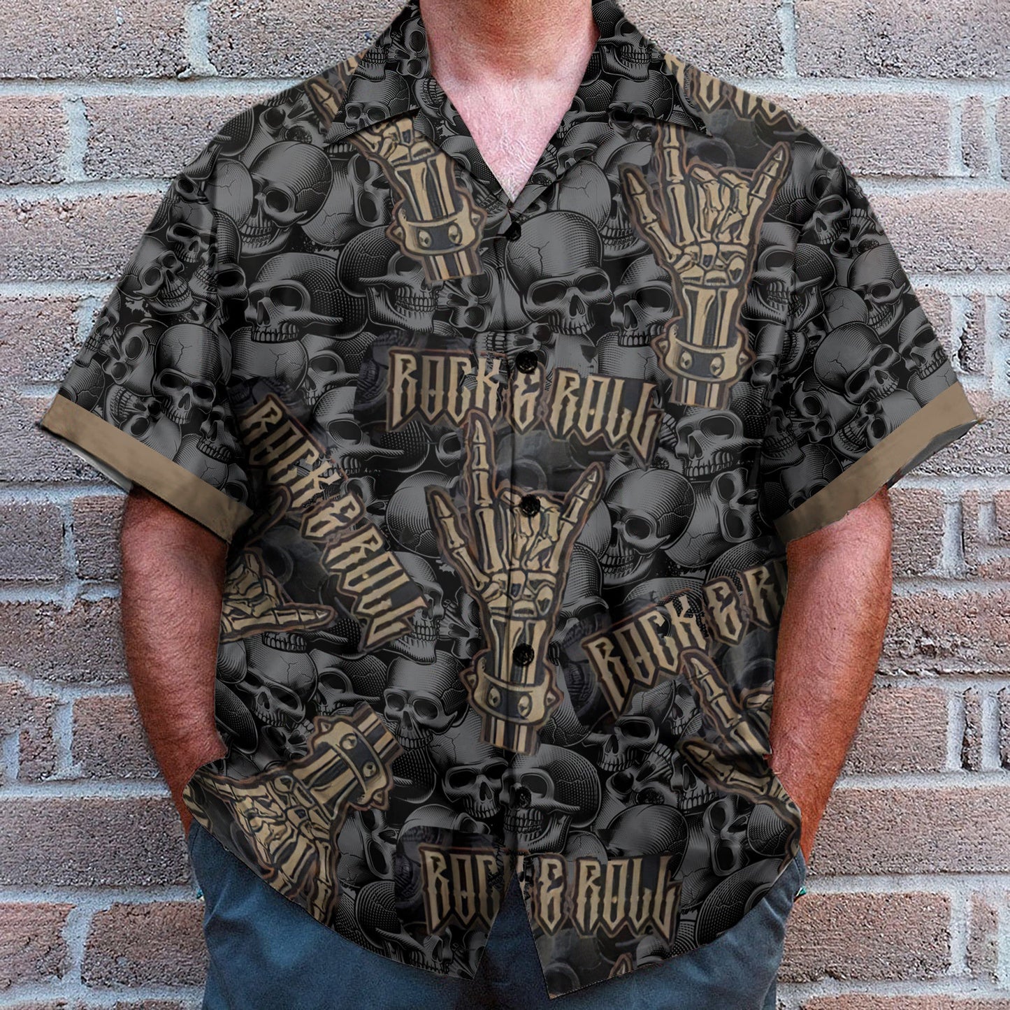 Vintage Rock & Roll Skull - Hawaiian Shirt