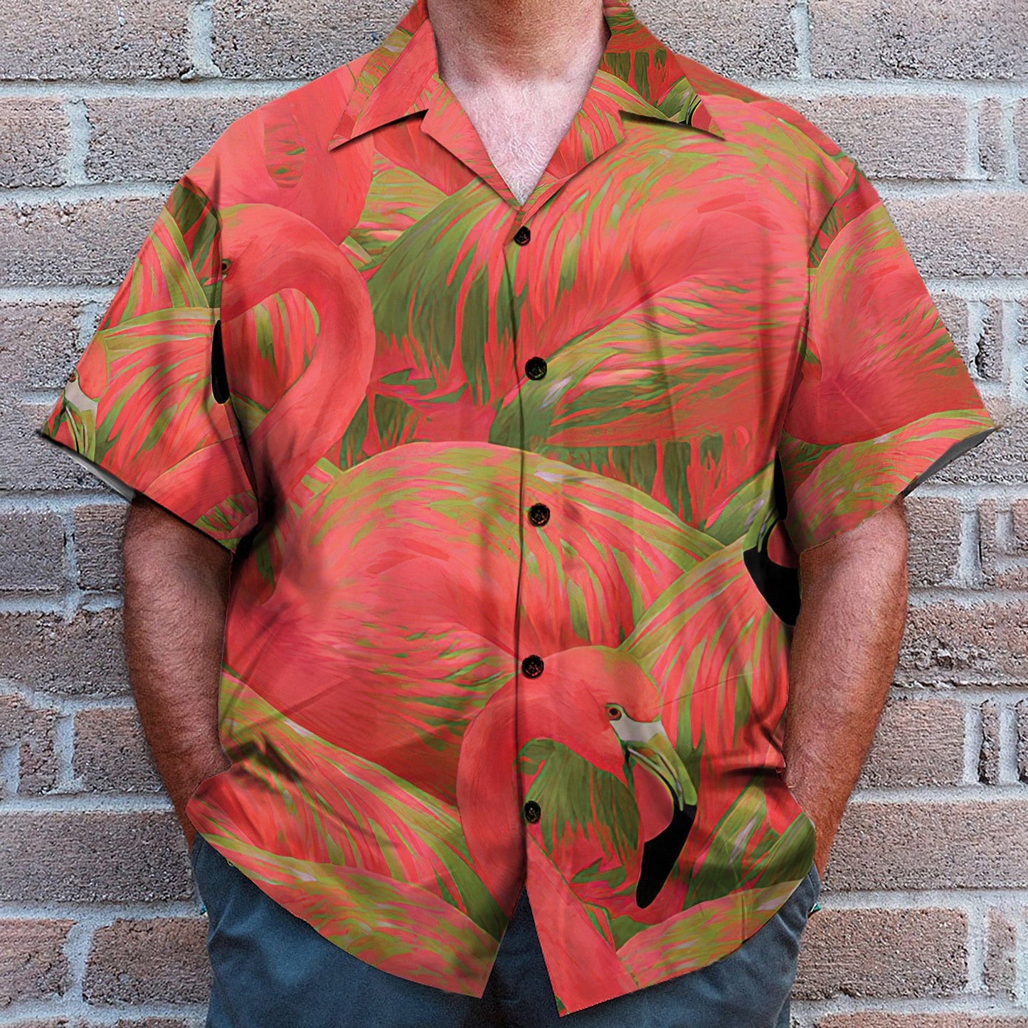 Colorful Flamingo Button's Up Shirts - Hawaiian Shirt