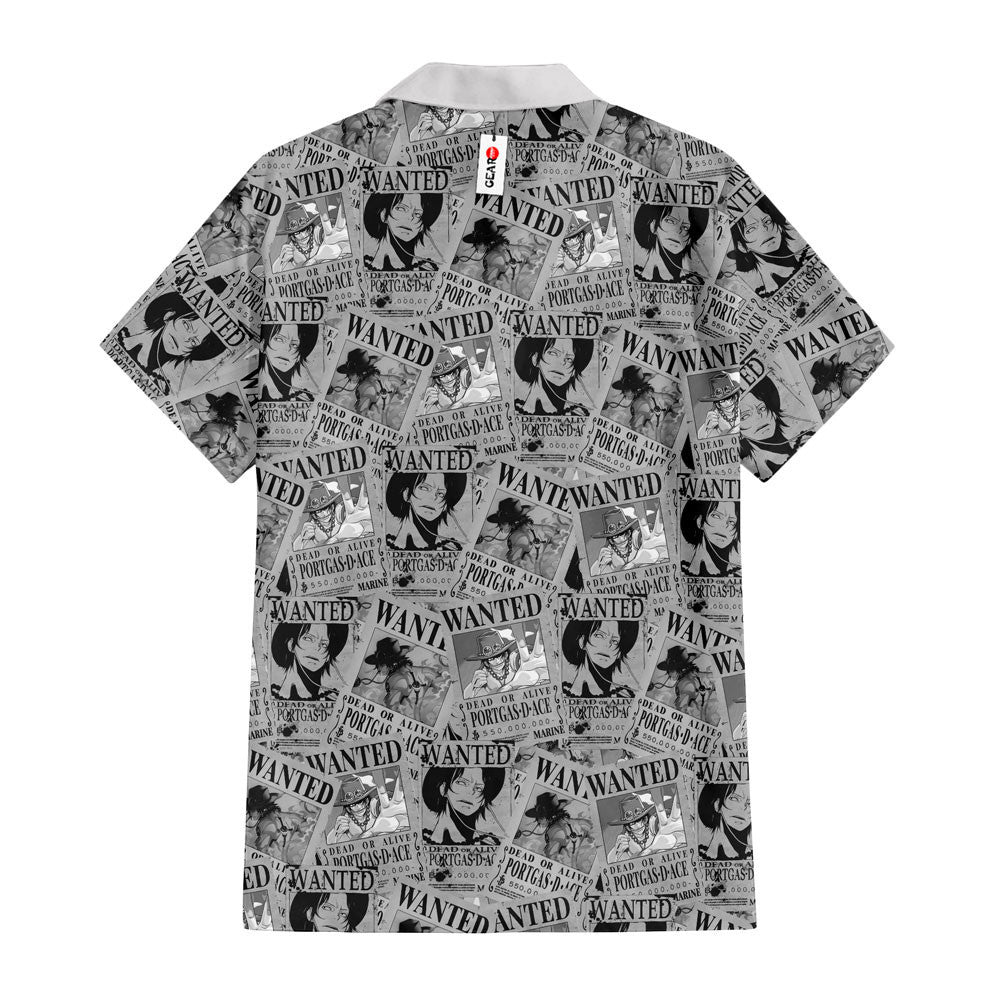 Portgas D. Ace Wanted Hawaiian Shirt Manga Style