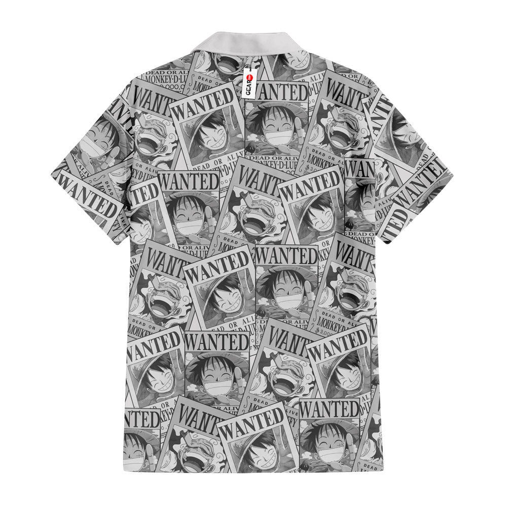 Luffy Wanted Hawaiian Shirt Manga Style