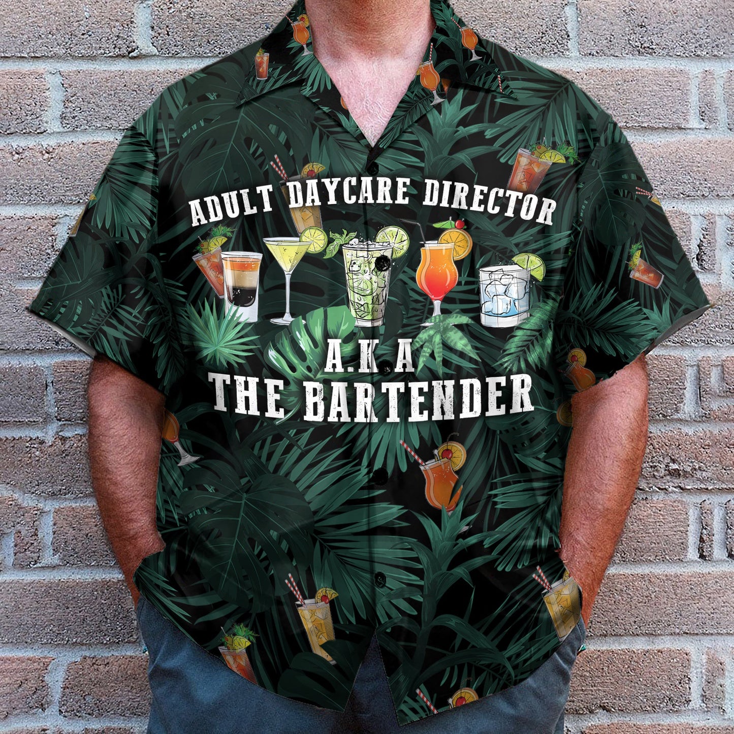 Aldult Daycare Director Aka The Bartender Tropical Pattern - Hawaiian Shirt