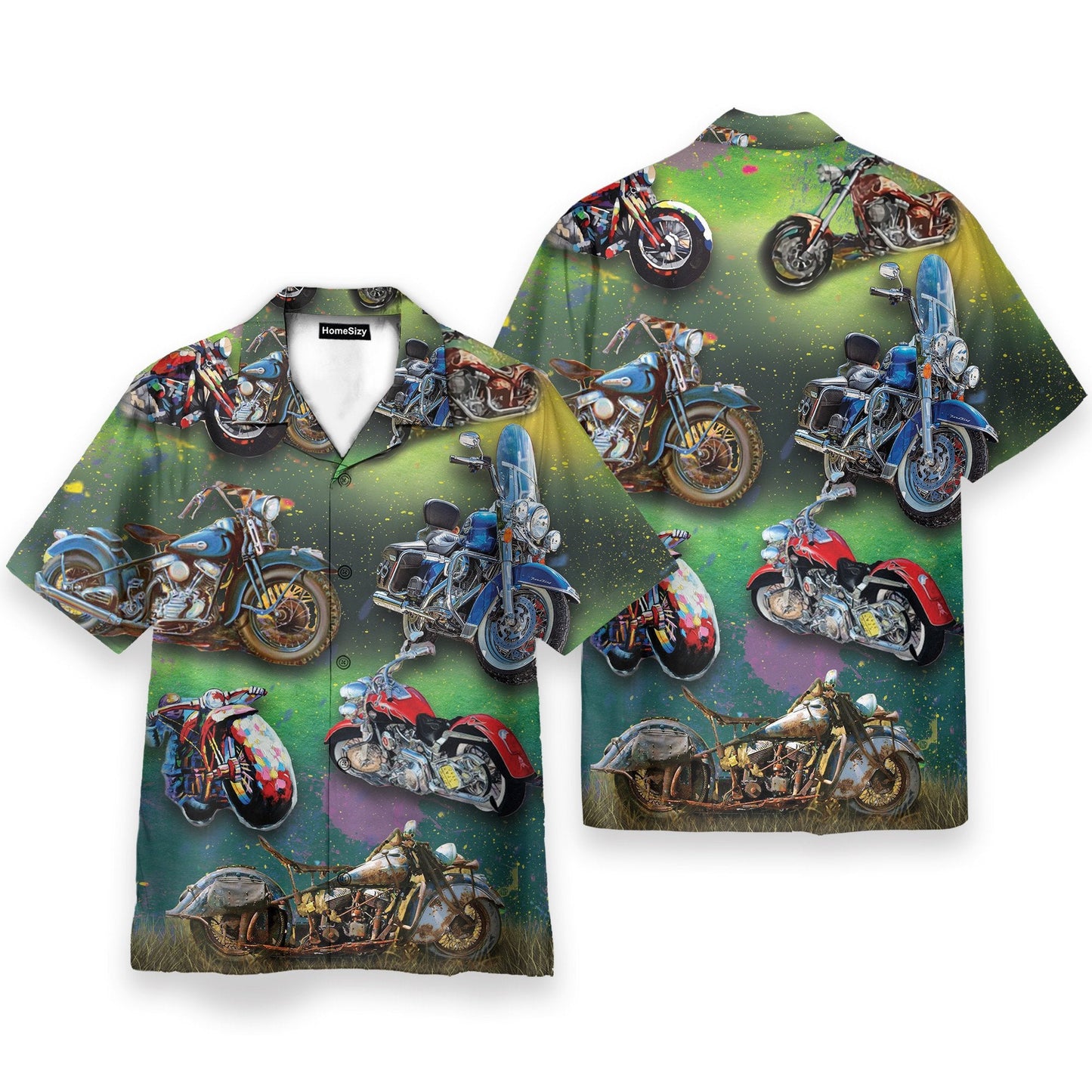 Motorcycle Vintage Men's Button's Up Shirts - Hawaiian Shirt