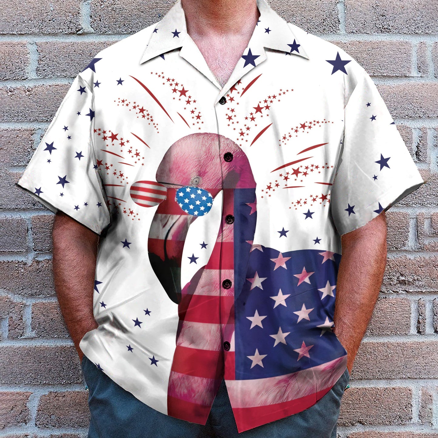 Flamingo 4th July Idependence Day - Hawaiian Shirt