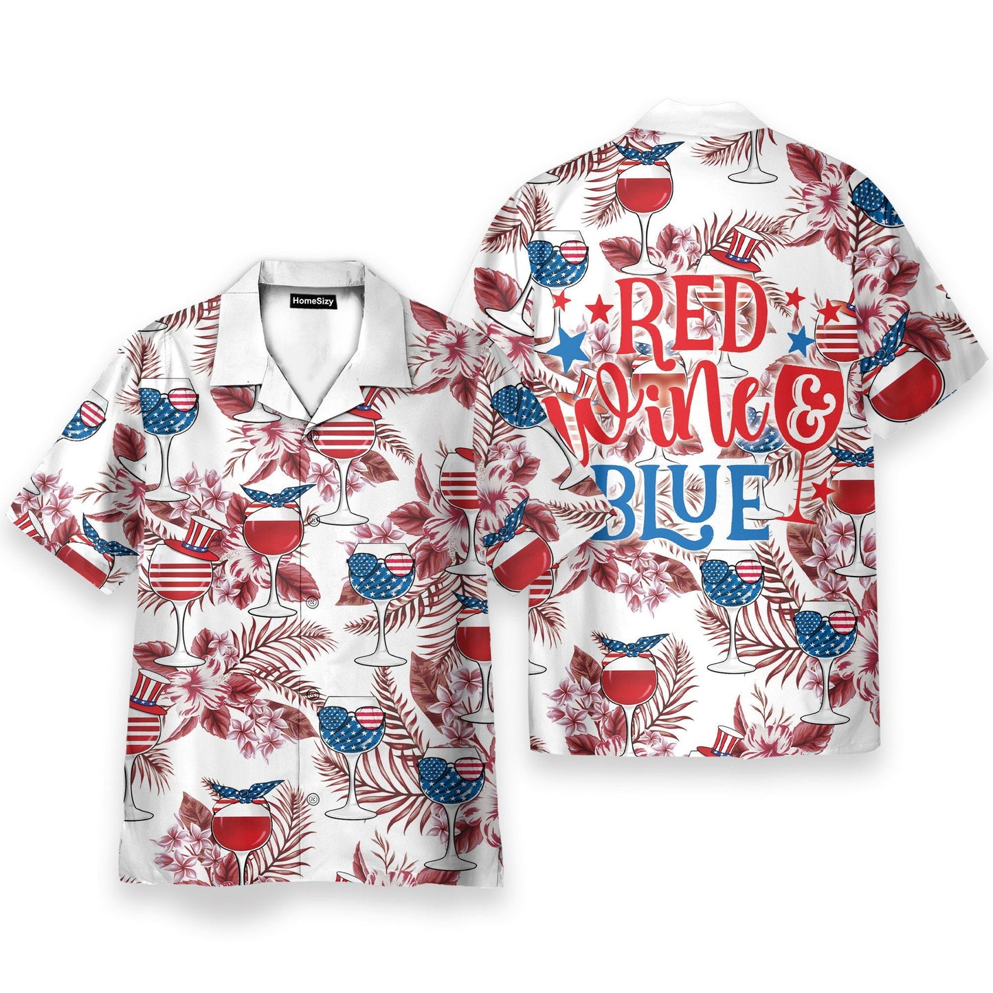 American Red Wine Men's Button's Up Shirts - Hawaiian Shirt