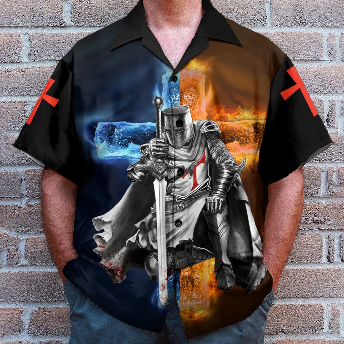 Knight Templar Men's Button's Up Shirts - Hawaiian Shirt