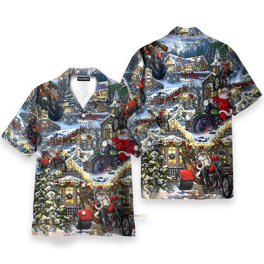 Amazing Santa Biker Funny Button's Up Shirts - Hawaiian Shirt