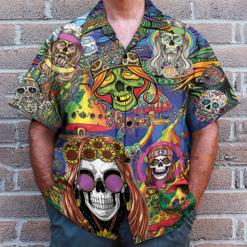 Colorful Skull Hippie - Hawaiian Shirt