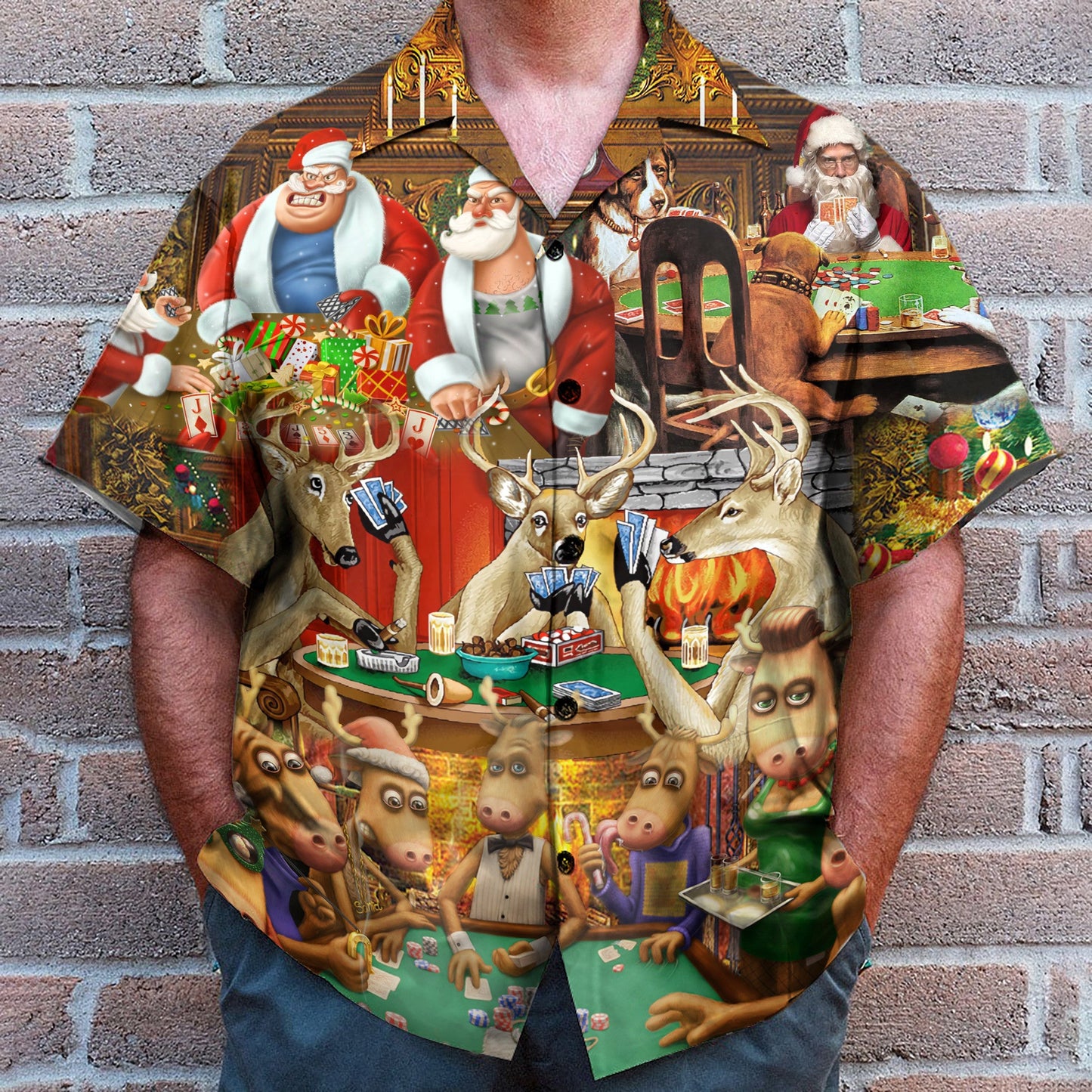 Santa Summer Vacation Funny Button's Up Shirts - Hawaiian Shirt