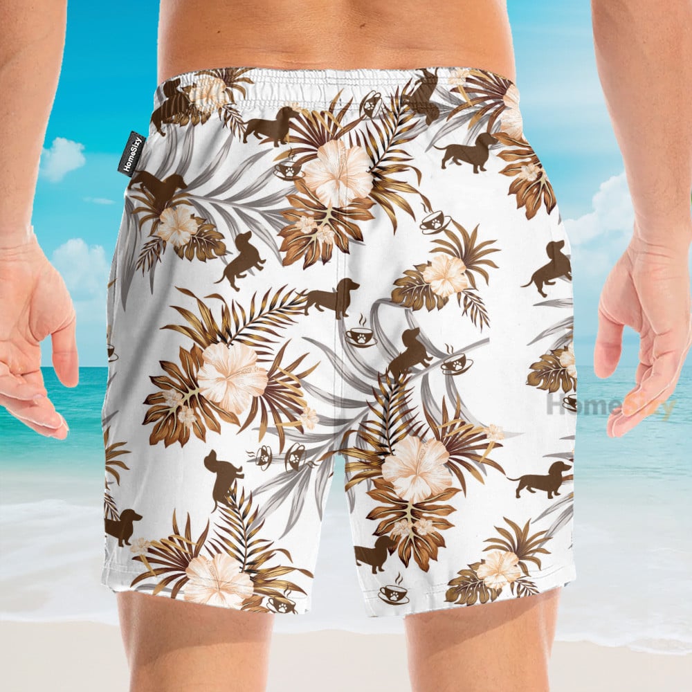 Love Dachshund Men's Button's Up Shirts - Hawaiian Shirt & Beach Shorts