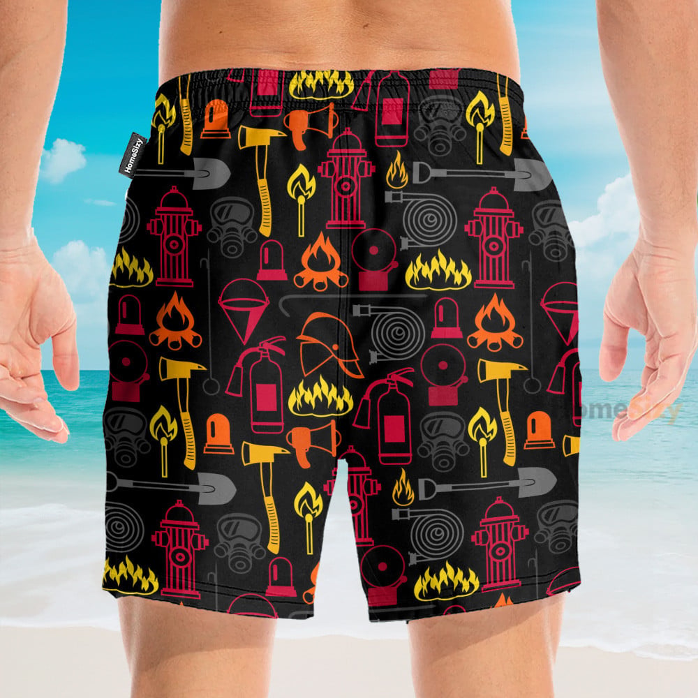 Firefighter Men's Button's Up Shirts - Hawaiian Shirt & Beach Shorts