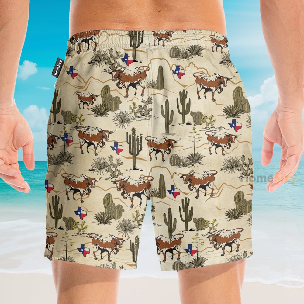Longhorn Texas Men's Button's Up Shirts - Hawaiian Shirt & Beach Shorts