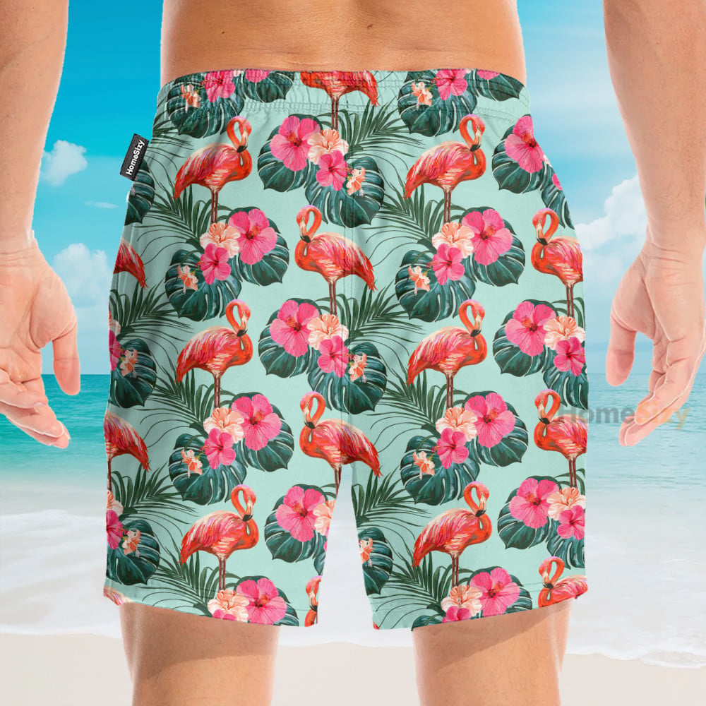 Flamingo Beautiful Floral - Hawaiian Shirt & Beach Shorts