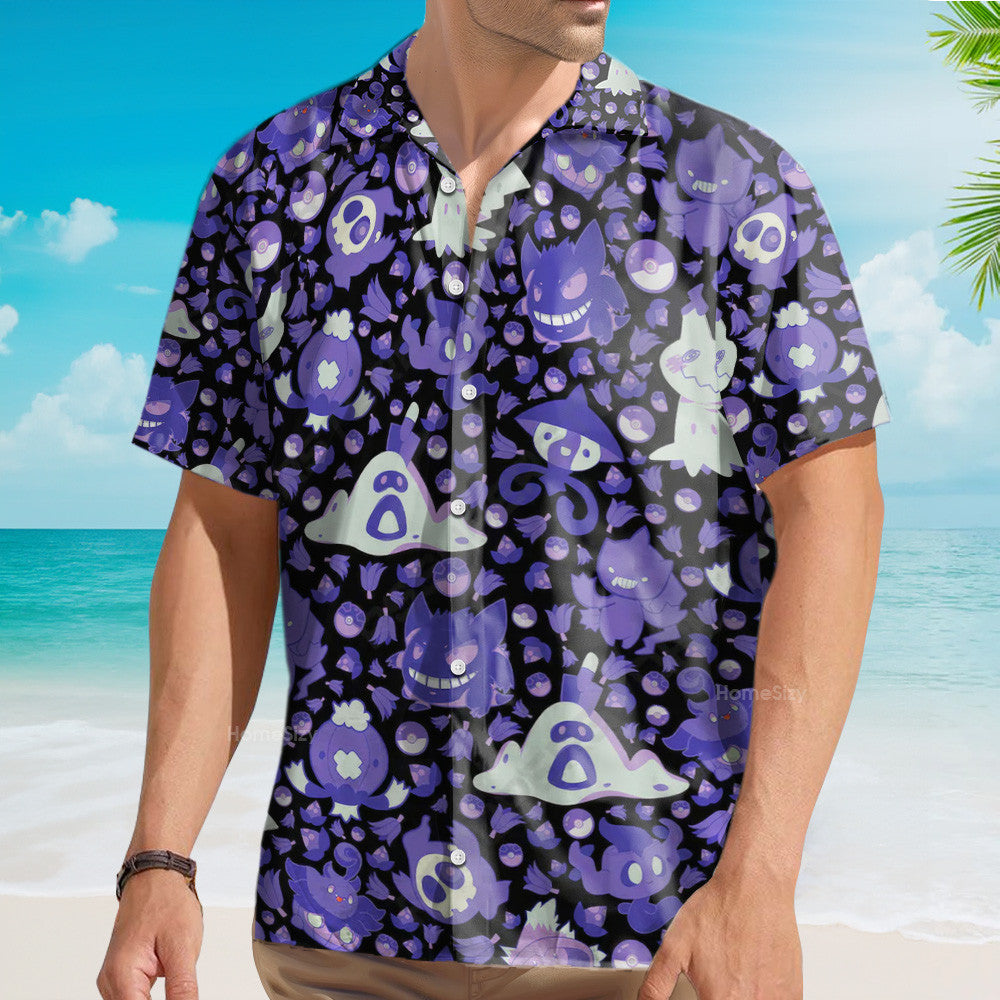 Ghost Purple PoMo Seamless Pattern - Hawaiian Shirt QT4120403