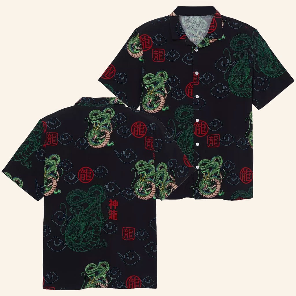 Dragon Ball Z Merch Shenron Button Up Shirt Best Gifts For Anime Lovers - WearandDecor - Tazila