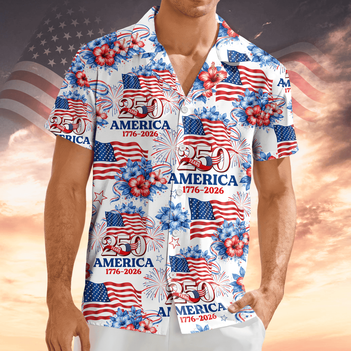 250 Years America 1776-2026 Patriotic Hawaii Shirt America 250 Merchandise Gifts For Patriotic Dad - Tazila