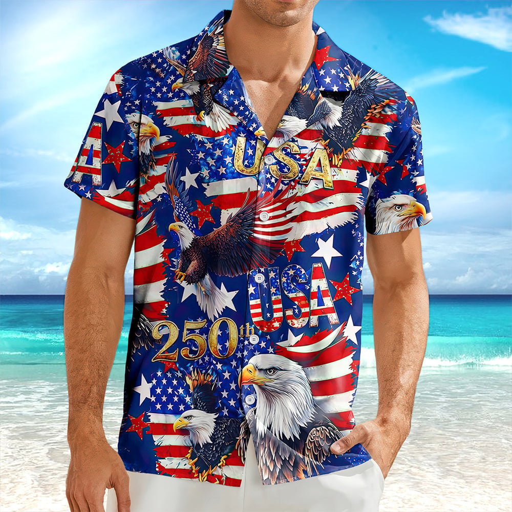 Usa 250 Anniversary Eagle 1776-2026 Patriotic Hawaii Shirt America 250 Merchandise Patriotic Presents - Tazila