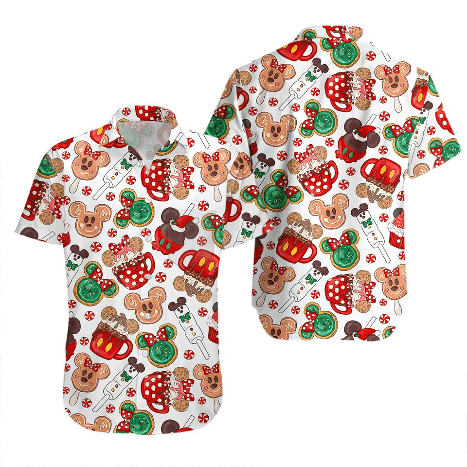NoClaws Disney Hawaii Shirt Disney Mouse Head Christmas Food And Drink Hawaiian Shirt Colorful Unisex
