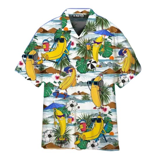 NoClaws Funny Hawaii Shirt Funny Cool Banana On Summer Vacation Hawaiian Shirt Colorful Unisex