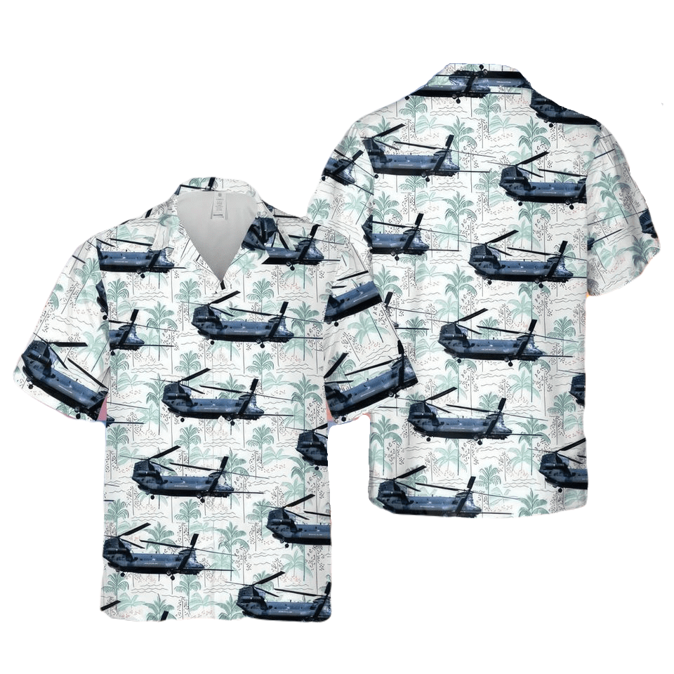 NoClaws Veteran Hawaii Shirt Army Helicopter Palm Tree Pattern Hawaiian Shirt Blue Green Unisex