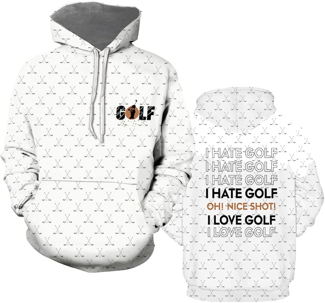 Golf Hoodie I Hate Golf Oh Nice Shot Hoodie White Unisex