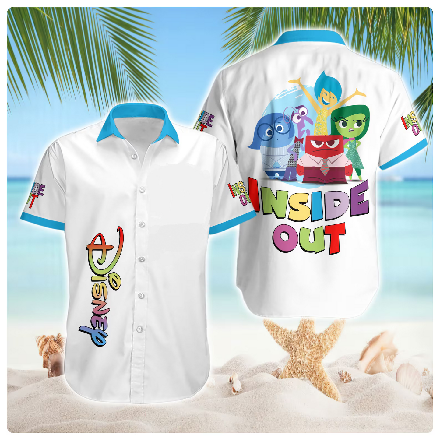 NoClaws Inside Out Hawaii Shirt Disney Inside Out All Emotions Graphic Aloha Shirt White Unisex