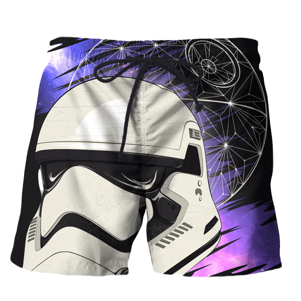 Starwars Shorts Starwars Stormtrooper Death Star Graphic Beach Shorts White Purple